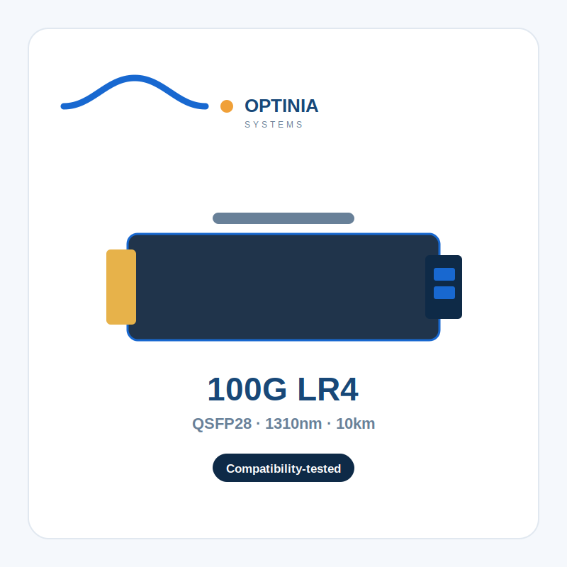 opt-qsfp28-100g-lr4 100G QSFP28 LR4 Transceiver (10km, LC) - Image 1